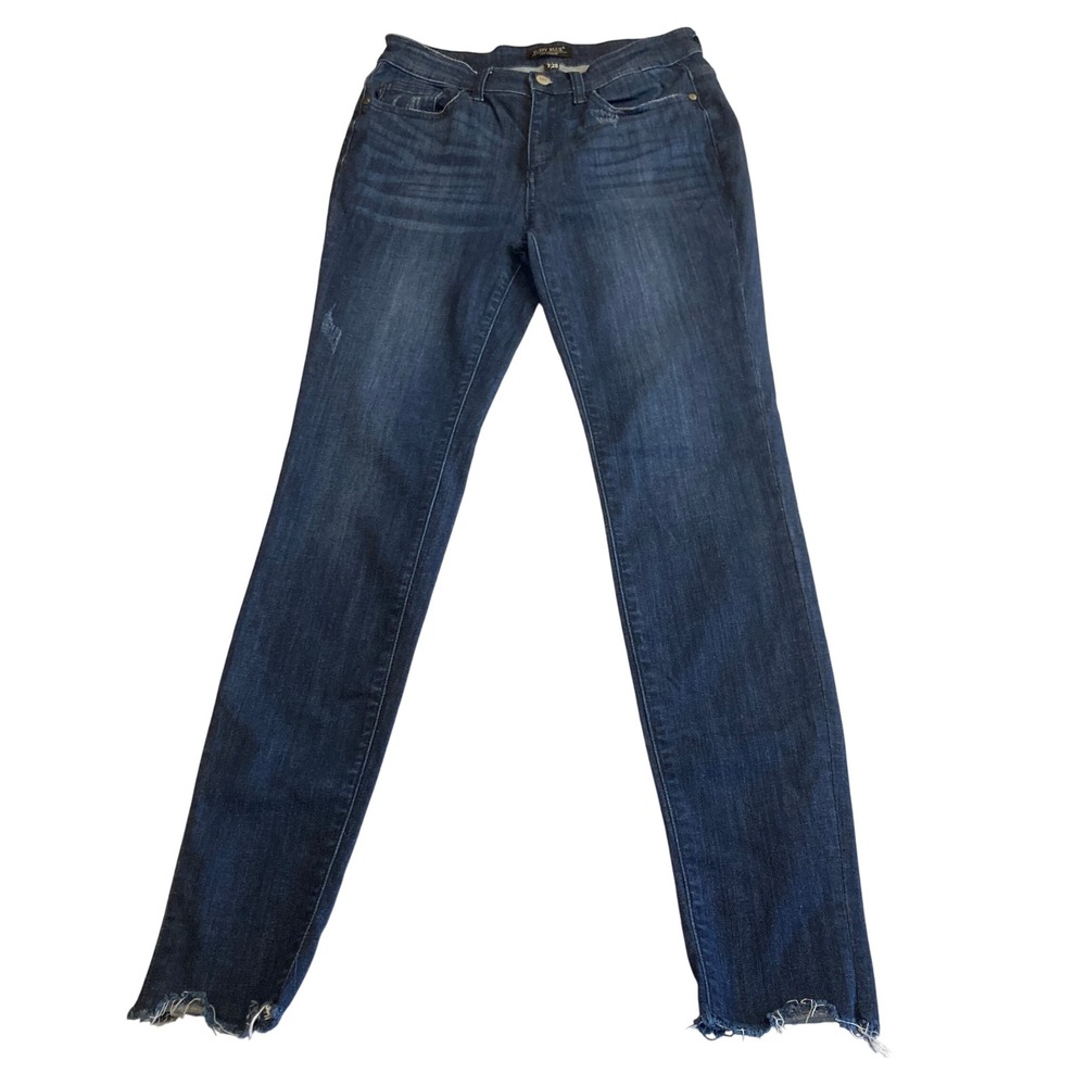 Judy Blue Jeans 7/28 (27x31) Skinny Fit Raw Hem Distressed Dark Wash JB82340DK